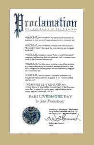 Pari Livermore Day Proclaimation Feb. 14 San Francisco